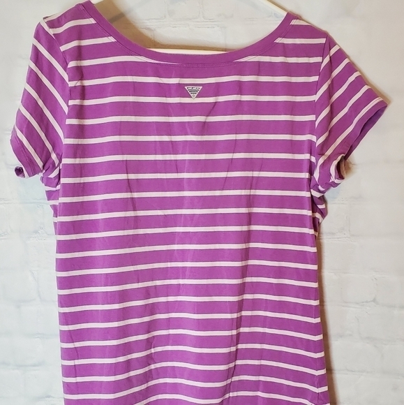 PURPLE and White Horizontal Stripes Vneck by Columbia Size Large. - Picture 4 of 4